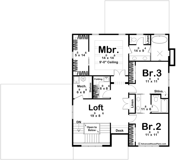 Cottage Floor Plan - Upper Floor Plan #455-487