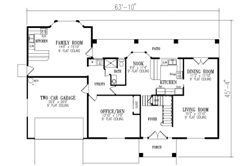House Design - Floor Plan - Main Floor for Adobe / Southwestern House Plan #1-609 - 4 bed, 3 bath