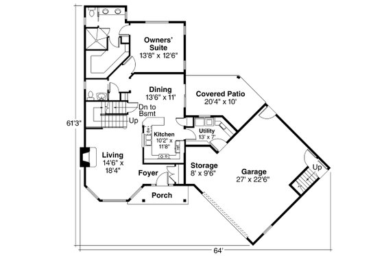 Floor Plan - Main Floor for Country House Plan #124-1208 - 4 bed, 3.5 bath