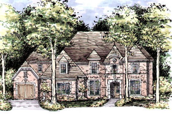 Exterior - Front Elevation for European House Plan #141-317 - 4 bed, 4.5 bath