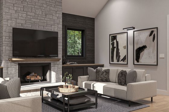 Interior - Family Room 1 for Barndominium House Plan #455-686 - 1 bed, 1.5 bath