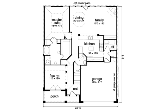 Floor Plan - Main Floor for Traditional House Plan #84-357 - 3 bed, 2.5 bath