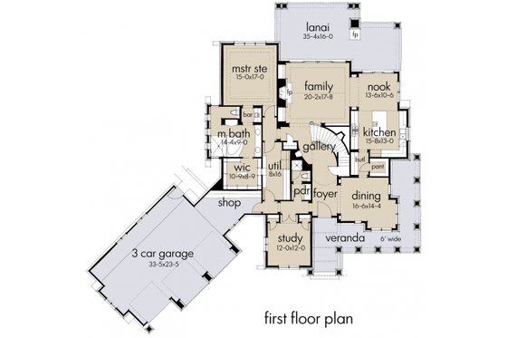 Floor Plan - Main Floor for Craftsman House Plan #120-178 - 4 bed, 4 bath