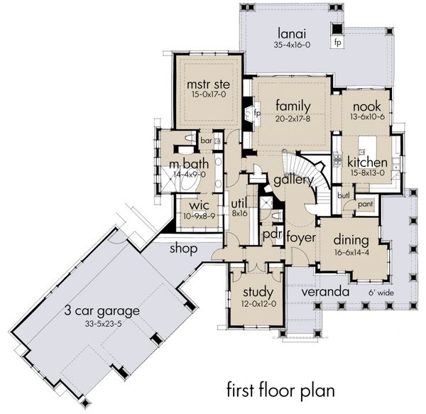 Craftsman Floor Plan - Main Floor Plan #120-178