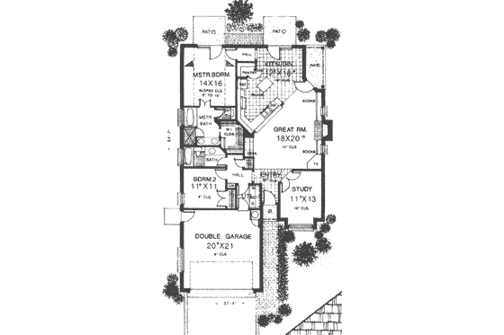 Floor Plan - Main Floor for Traditional House Plan #310-479 - 2 bed, 2 bath