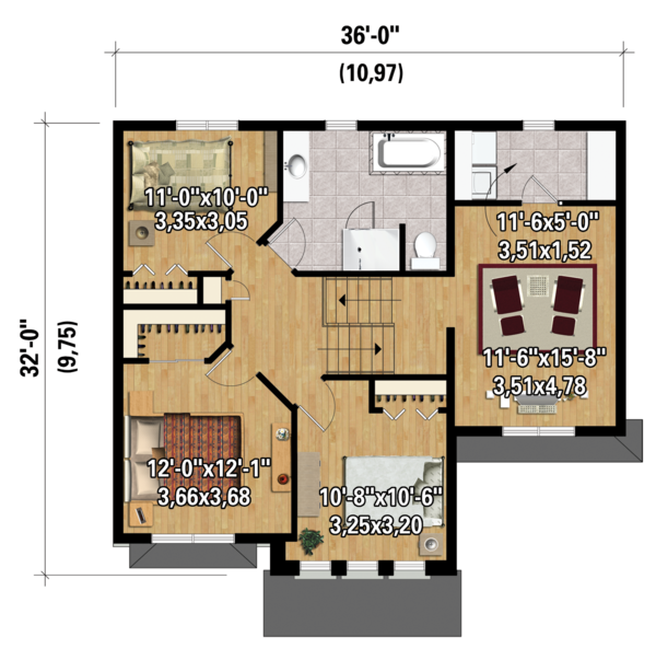 Architectural House Design - Country Floor Plan - Upper Floor Plan #25-4299