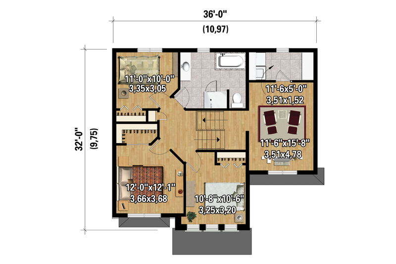 House Blueprint - Floor Plan - Upper Floor 1 for Country House Plan #25-4299 - 3 bed, 1 bath
