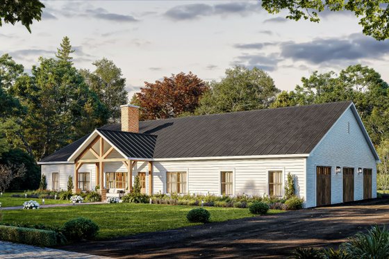 Exterior - Front Elevation 4 for Barndominium House Plan #1117-26 - 4 bed, 3.5 bath