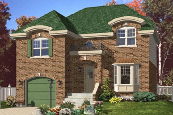 Exterior - Front Elevation for European House Plan #138-265 - 3 bed, 2.5 bath