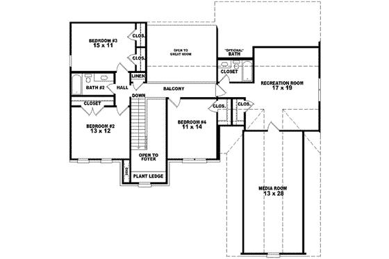 Floor Plan - Upper Floor for European House Plan #81-905 - 4 bed, 3.5 bath