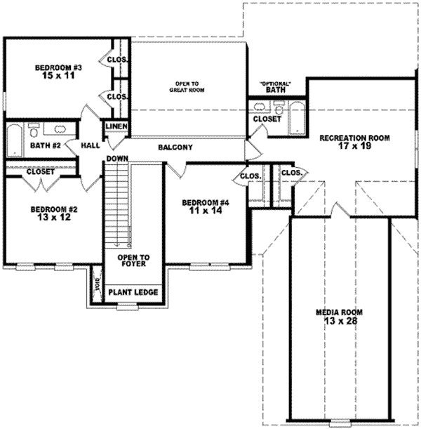 Floor Plan - Upper Floor for European House Plan #81-905 - 4 bed, 3.5 bath