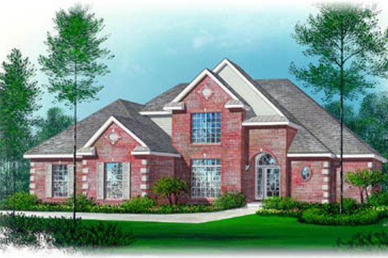 Exterior - Front Elevation for European House Plan #15-235 - 3 bed, 2.5 bath