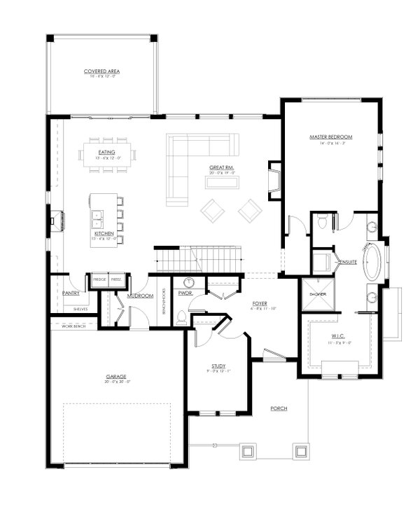 House Blueprint - Farmhouse Floor Plan - Main Floor Plan #1114-78