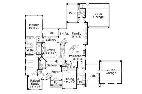 Floor Plan - Main Floor for European House Plan #411-496 - 5 bed, 5.5 bath