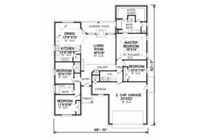 Floor Plan - Main Floor for Traditional House Plan #65-403 - 4 bed, 2 bath