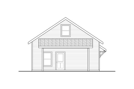 Exterior - Rear Elevation for Traditional House Plan #124-1196, 1 bath