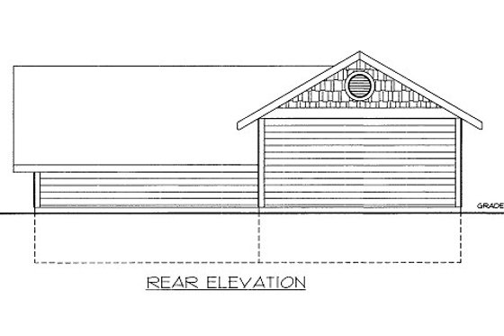 Exterior - Rear Elevation for Traditional House Plan #117-717, 0.5 bath
