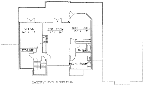 Architectural House Design - Modern Floor Plan - Lower Floor Plan #117-276