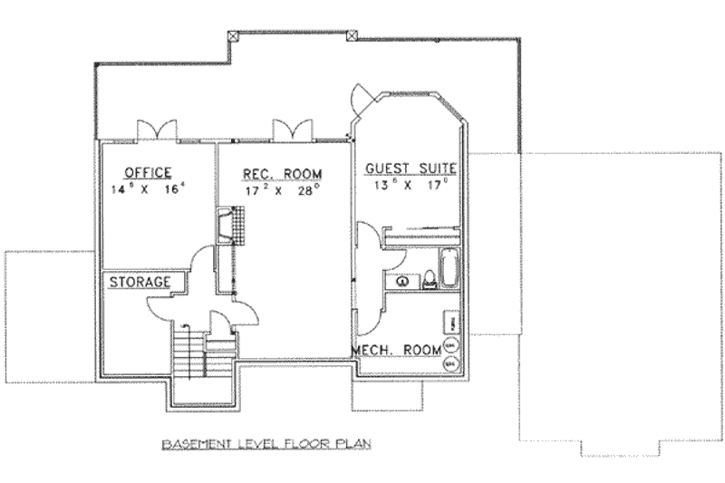 Dream House Plan - Floor Plan - Lower Floor for Modern House Plan #117-276 - 1 bed, 2 bath