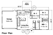 Ranch Style House Plan - 3 Beds 1 Baths 1092 Sq/Ft Plan #312-350 