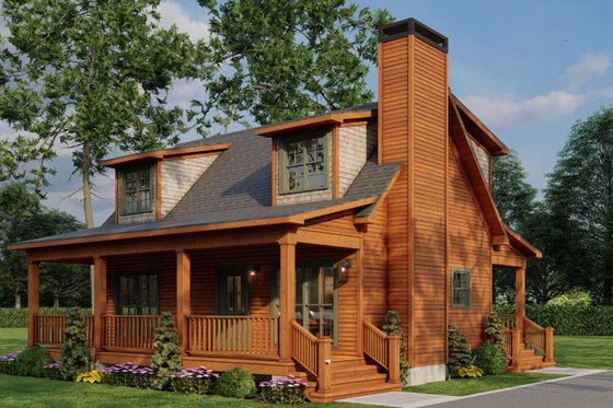 Cabin Plan with Two Porches