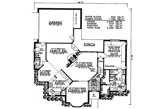 Floor Plan - Main Floor for European House Plan #40-259 - 4 bed, 3.5 bath