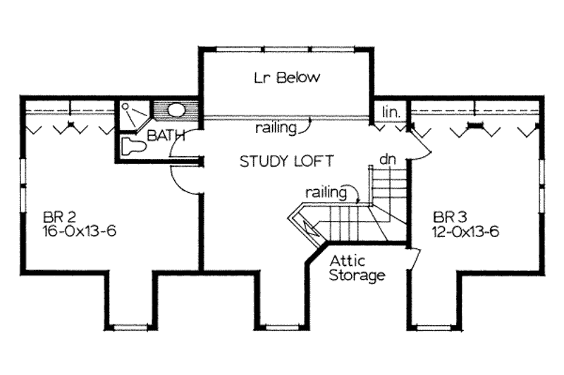 House Blueprint - Floor Plan - Upper Floor for Country House Plan #126-102 - 3 bed, 2.5 bath