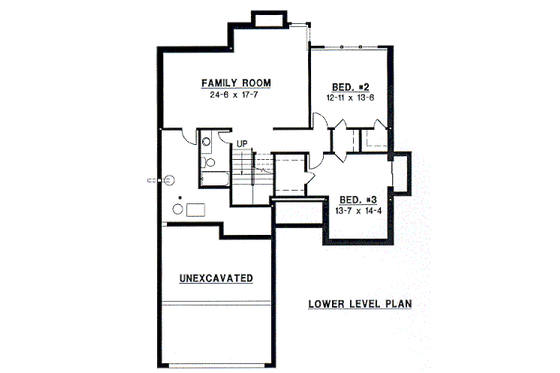 Floor Plan - Lower Floor for Traditional House Plan #67-690 - 3 bed, 2 bath