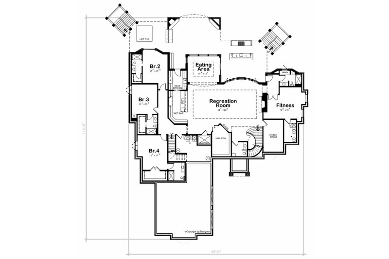 Dream House Plan - Floor Plan - Lower Floor for Craftsman House Plan #20-2538 - 4 bed, 4.5 bath