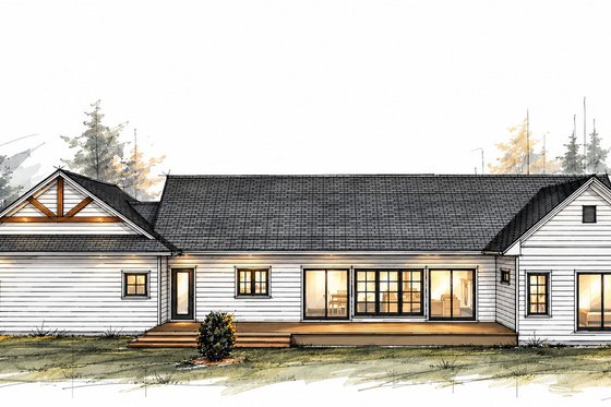Exterior - Rear Elevation for Country House Plan #1101-76 - 3 bed, 2.5 bath