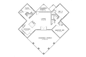 Floor Plan - Main Floor for Southern House Plan #8-300 - 3 bed, 1.5 bath