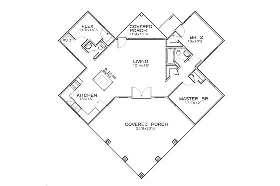 Floor Plan - Main Floor for Southern House Plan #8-300 - 3 bed, 1.5 bath