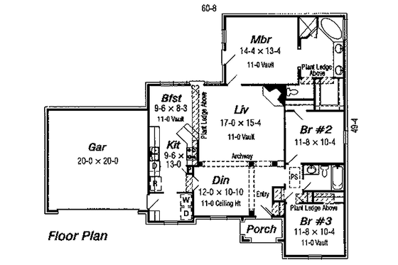 Floor Plan - Main Floor for European House Plan #329-189 - 3 bed, 2 bath