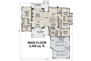 Floor Plan - Main Floor for Farmhouse House Plan #51-1138 - 3 bed, 2.5 bath
