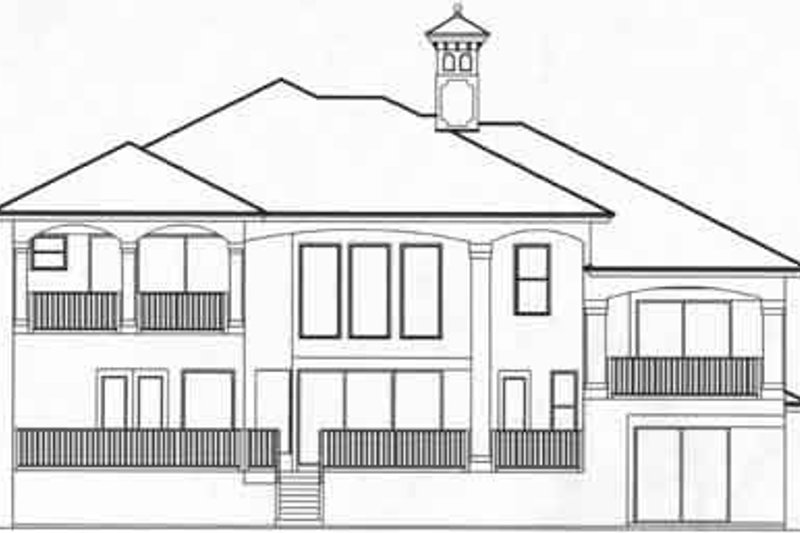 House Blueprint - Exterior - Rear Elevation for European House Plan #27-201 - 3 bed, 4 bath