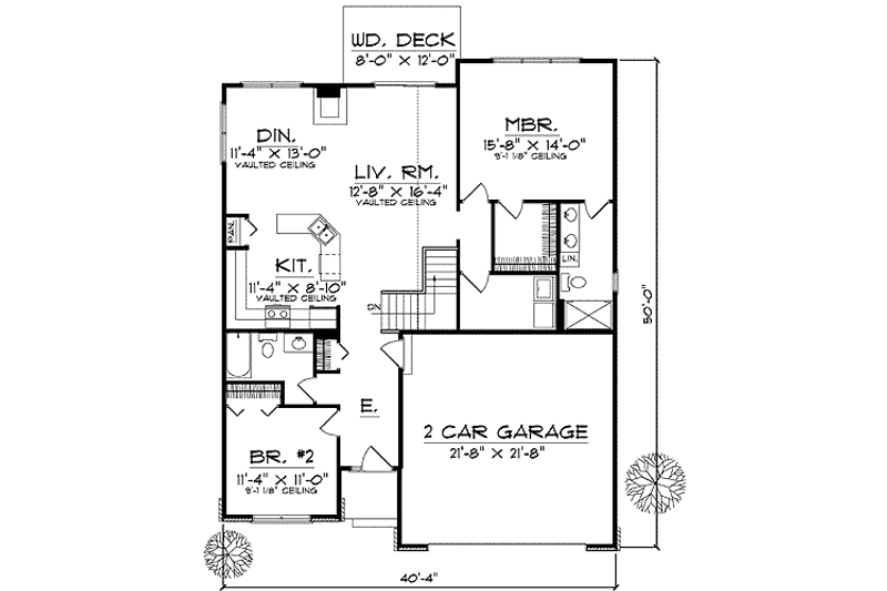 Home Plan - Floor Plan - Main Floor for Ranch House Plan #70-664 - 2 bed, 2 bath