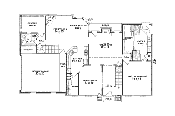 Floor Plan - Main Floor for European House Plan #81-316 - 4 bed, 3.5 bath