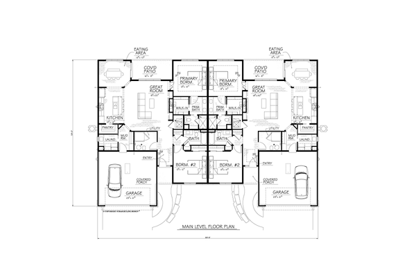 Architectural House Design - Floor Plan - Main Floor for Traditional House Plan #1122-18 - 2 bed, 2 bath