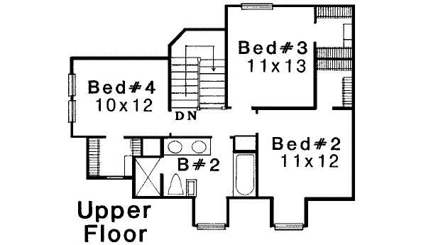House Design - European Floor Plan - Upper Floor Plan #310-186