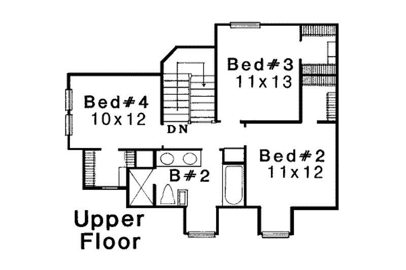 Dream House Plan - Floor Plan - Upper Floor for European House Plan #310-186 - 4 bed, 2.5 bath