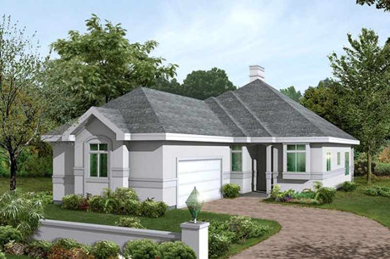 Dream House Plan - Mediterranean Exterior - Front Elevation Plan #57-216