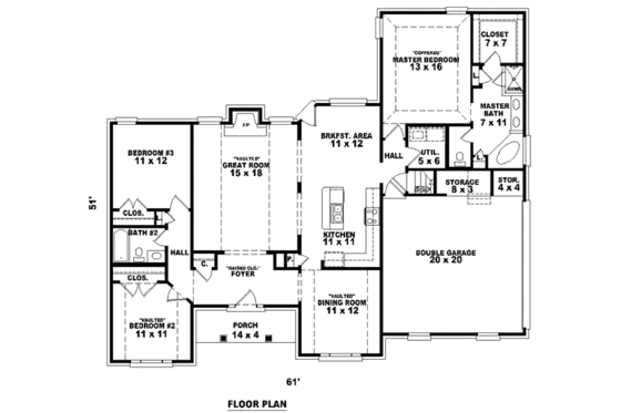 Floor Plan - Main Floor for Traditional House Plan #81-914 - 3 bed, 2 bath