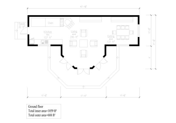 Cottage Floor Plan - Main Floor Plan #549-16