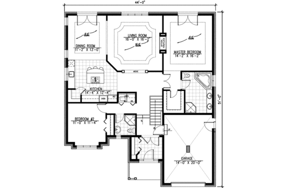 Floor Plan - Main Floor for European House Plan #138-105 - 2 bed, 2 bath