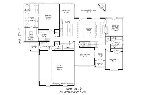 Floor Plan - Main Floor for Southern House Plan #932-878 - 5 bed, 3.5 bath