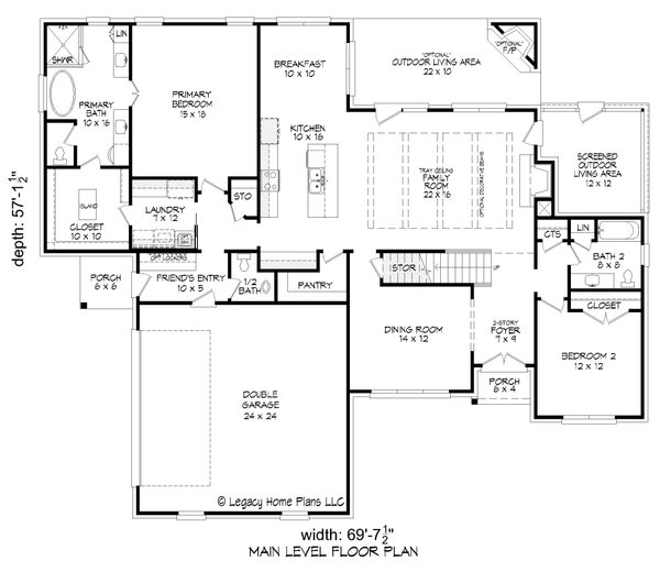 Southern Floor Plan - Main Floor Plan #932-878