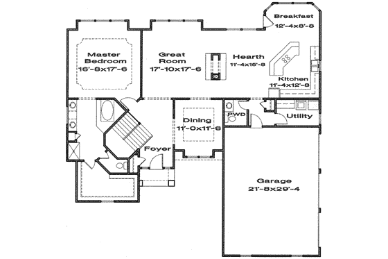 Floor Plan - Main Floor for Traditional House Plan #6-190 - 4 bed, 3.5 bath