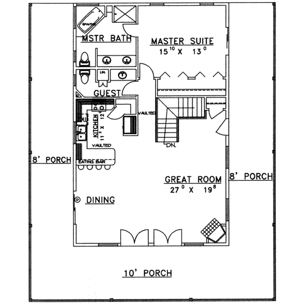 Traditional Floor Plan - Upper Floor Plan #117-245