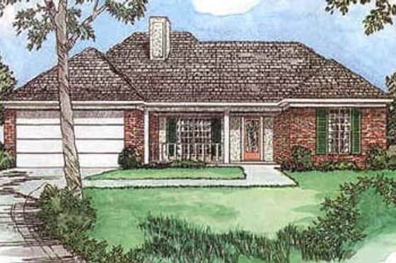 Exterior - Front Elevation for Traditional House Plan #16-107 - 3 bed, 2 bath