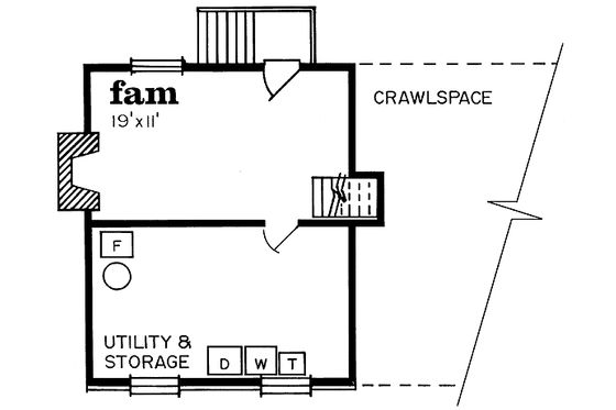 Floor Plan - Lower Floor for Traditional House Plan #47-112 - 3 bed, 1 bath